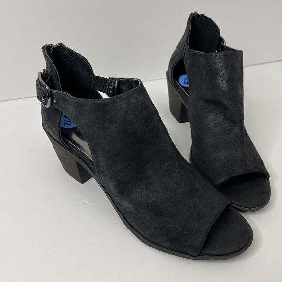 NEW!Carlos by Carlos Santana| Della| Black Leather Suede| Peep toe| Block heel| - Picture 8 of 12